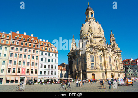 Chiesa Frauenkirche piazza Neumarkt Altstadt la città vecchia città di Dresda Germania Europa centrale Foto Stock