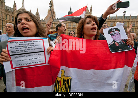 Egiziano Pro-Army Pro-Government manifestanti a Londra Agosto 2013 Foto Stock