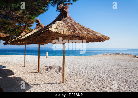 Spiaggia di Baska Voda, Riviera di Makarska, Dalmazia, Croazia, Europa Foto Stock