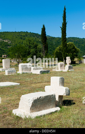 'Stecak' necropoli di Radimlja, situato nei pressi di Stolac, Bosnia e Erzegovina, l'Europa. Foto Stock