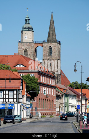 Chiesa Nikolaikirche nel centro storico di Jueterbog nel Land di Brandeburgo. Foto Stock