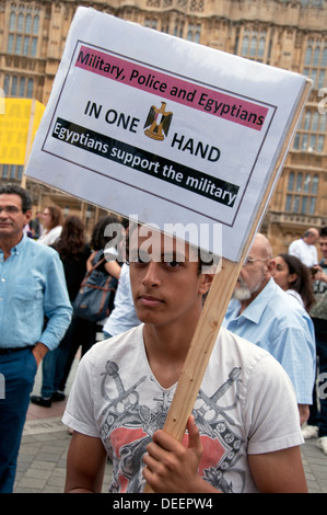 Egiziano Pro-Army Pro-Government manifestanti a Londra Agosto 2013 Foto Stock