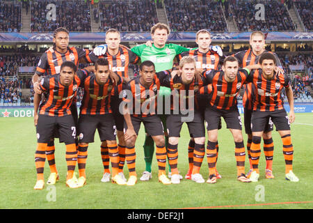 San Sebastion, Spagna. Xvii Sep, 2013. I giocatori di Shathak Donetsk durante la Champions League tra Real Sociedad e Shakhtar Donetsk dal San Sebastion, Spagna. Credit: Azione Plus immagini di sport/Alamy Live News Foto Stock