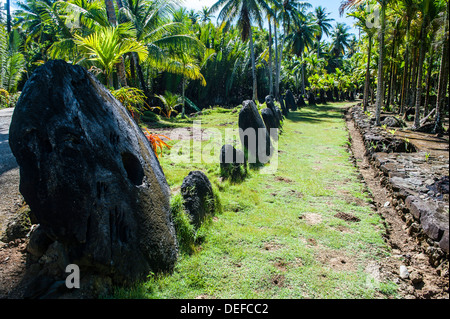 Il denaro in pietra sull'isola di Yap, Stati Federati di Micronesia, Isole Caroline, Pacific Foto Stock