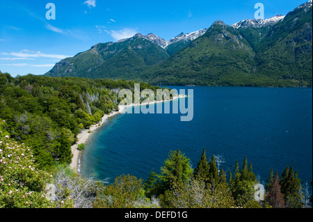 Bellissimo lago di montagna nella Los Alerces National Park, Chubut, Patagonia, Argentina, Sud America Foto Stock