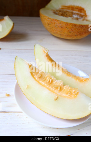 Fragranti pezzi di melone, cibo closeup Foto Stock