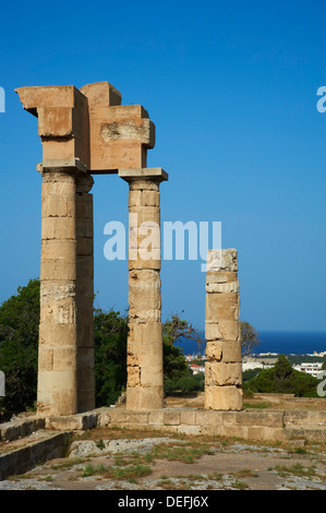 Tempio di Apollo, l'acropoli di Rodi città, isola di Rodi, Dodecanneso, isole greche, Grecia, Europa Foto Stock