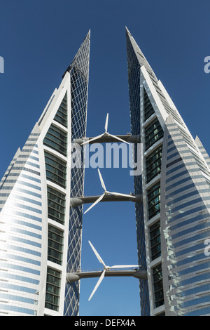 Il Bahrain World Trade Center, Manama, Bahrein, Medio Oriente Foto Stock