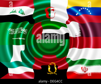 Bandiere nazionali dei paesi dell'OPEC Foto Stock