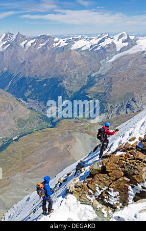 Scalatore sul Cervino, 4478m, Zermatt, Vallese, alpi svizzere, Svizzera, Europa Foto Stock