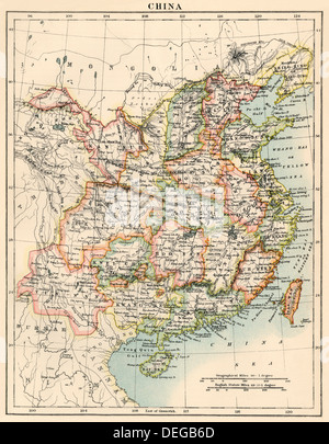 Mappa della Cina, 1870s. Litografia a colori Foto Stock