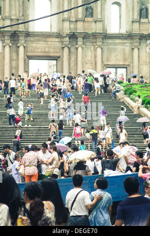 Uno dei famosi landmark in Asia, Macao St Paul, rovine della chiesa un sito UNESCO. Foto Stock