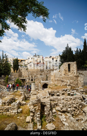 La piscina di Bethesda, le rovine della chiesa bizantina, Gerusalemme, Israele, Medio Oriente Foto Stock