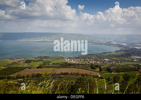 Vista sul mare di Galilea (lago di Tiberiade), Israele. Medio Oriente Foto Stock