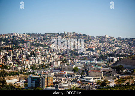 Vista di Nazaret, regione della Galilea, Israele, Medio Oriente Foto Stock
