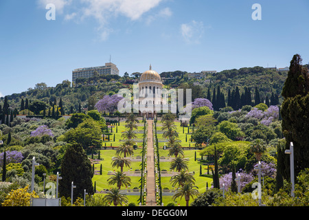 Vista sui giardini Bahai, Haifa, Israele, Medio Oriente Foto Stock