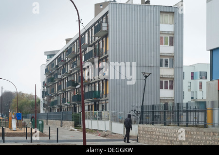 Architettura della Cité des Bosquets, Clichy-sous-bois & Montfermeil, sulla periferia parigina durante il periodo di ristrutturazione pianta della città. Foto Stock