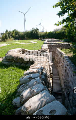 Restaurata originale British trincea, Yorkshire trincea e piroga sito archeologico, Ypres salienti, Belgio Foto Stock