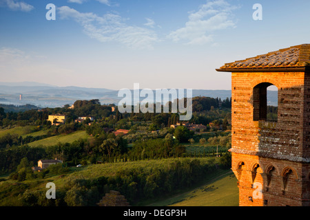Alberi e piante in un campo, il Castello delle Quattro Torra a Siena, Toscana, Italia Foto Stock