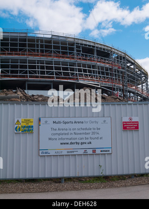 La costruzione del nuovo velodromo e multi sports venue a Derby, Derbyshire, Regno Unito, Gran Bretagna Foto Stock