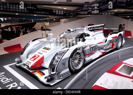 International Motor Show di Francoforte, Germania. Audi Le Man Auto Racing e-tron quattro al sessantacinquesimo IAA di Francoforte in Germania su S Foto Stock