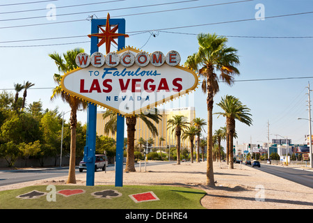 'Benvenuti al favoloso Las Vegas' firmare su Las Vegas Boulevard South. JMH5453 Foto Stock