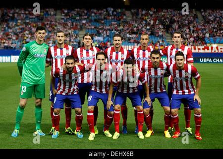 Madrid, Spagna. Xviii Sep, 2013. Atlético de Madrid squadra durante la Champions League 2013/2014 corrispondono.settembre 18,2013. Foto © nph / Victor Blanco) Credito: dpa picture alliance/Alamy Live News Foto Stock