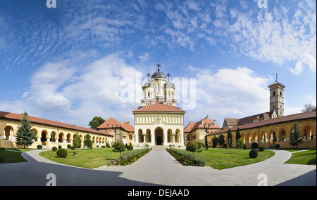 Panorama della riunificazione ortodossa chiesa nel centro di Alba Iulia in Transilvania, Romania Foto Stock