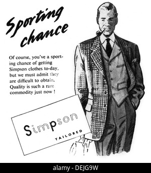 1947 Annuncio per Simpson abbigliamento Foto Stock