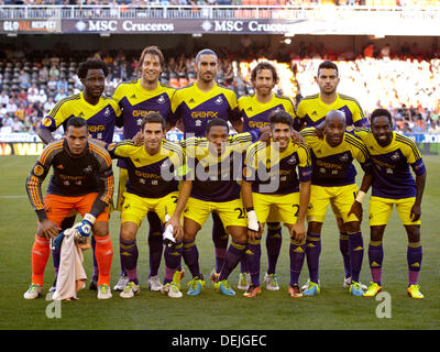 Valencia, Spagna. Xix Sep, 2013. Città Swansean squad piror pone all'Europa League tra Valencia e Swansea City dal Mestalla stadio. Credito: Azione Sport Plus/Alamy Live News Foto Stock