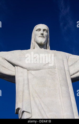 Cristo Redentore statua, Corcovado Rio de Janeiro, Brasile close-up Foto Stock