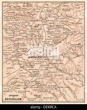 Mappa dei dintorni di Gerusalemme, 1870s. Litografia a colori Foto Stock