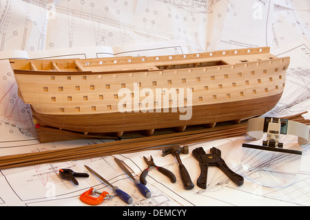 Semilavorati in legno modello nave scafo Foto Stock