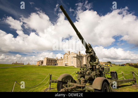 L'artiglieria al Castello di Pendennis, una fortezza che ha protetto la Cornovaglia dall invasione per 450 anni, Falmouth, Regno Unito. Foto Stock