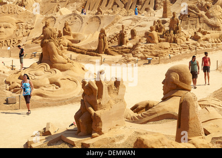 Le sculture di sabbia a 'Se Città 2013', pera, Algarve, PORTOGALLO Foto Stock