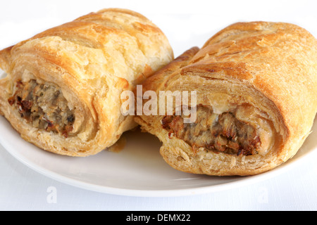 Salsicce di maiale rotoli un tipicamente britannico snack Foto Stock