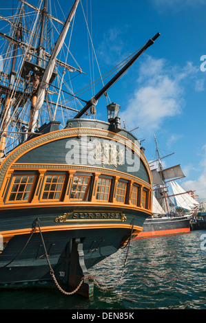 California di San Diego, il Museo Marittimo di San Diego, HMS sorpresa, replica di 18C Royal Navy frigate Foto Stock