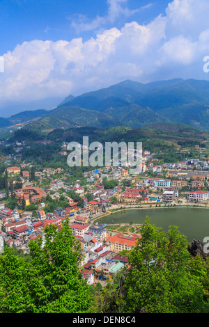 La sapa città da Ham Rong Mountain, Vietnam, in Asia. Foto Stock