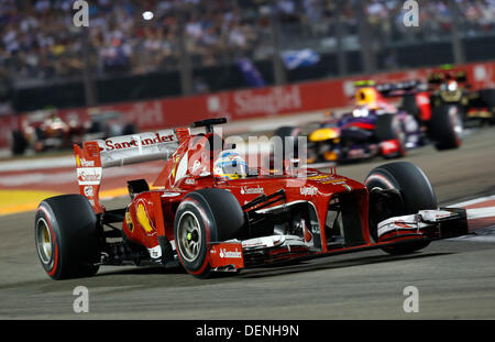 Singapore. Il 22 settembre, 2013. Motorsports: FIA Formula One World Championship 2013, il Grand Prix di Singapore, #3 Fernando Alonso (ESP, la Scuderia Ferrari), Foto Stock