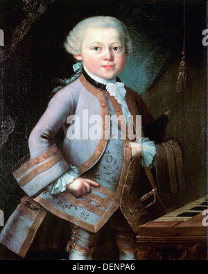Mozart di età compresa tra i sei anni di età, Wolfgang Amadeus Mozart, compositore Foto Stock