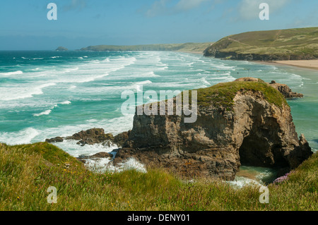 Spiaggia a Perranporth, Cornwall, Inghilterra Foto Stock