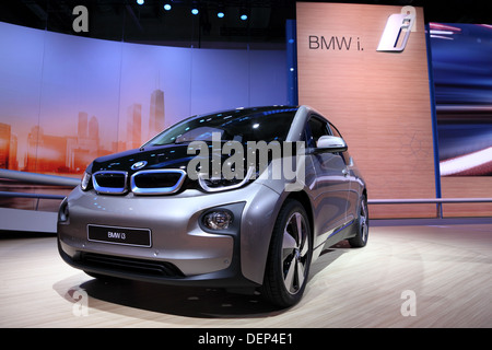 BMW i3 auto elettriche al sessantacinquesimo IAA di Francoforte, Germania Foto Stock