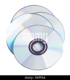 Compact disc su sfondo bianco Foto Stock