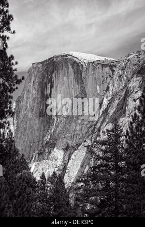 Uno dei molti famosi siti presso il Parco Nazionale di Yosemite, questa è una vista della mezza cupola dal fondovalle. Foto Stock