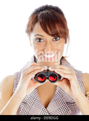 Indian business donna in posa di studio isolata su uno sfondo Foto Stock