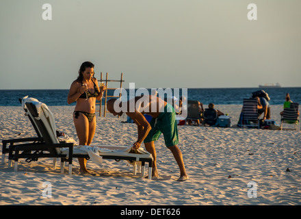 Tramonto il Bucuti Beach Resort Aruba Foto Stock