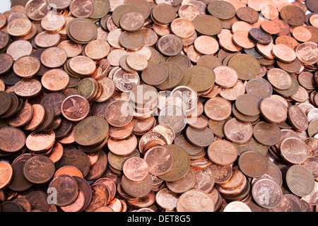 Raccolta sparsi sudafricano di monete della moneta di piccole dimensioni Foto Stock