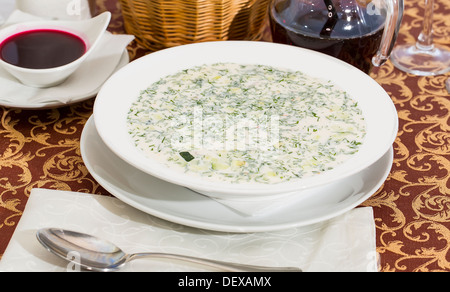 Zuppa fredda di latte e verdure Foto Stock