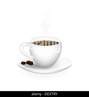 Tazza di caffè caldo su sfondo bianco Foto Stock