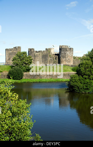 Castello di Caerphilly, Caerphilly, nel Galles del Sud. Foto Stock